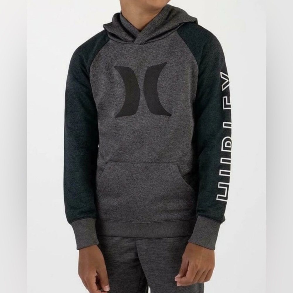 Hurley Boy's 7 Nike Dri-Fit Dark Heather Grey Sweatshirt Pullover Hoodie New